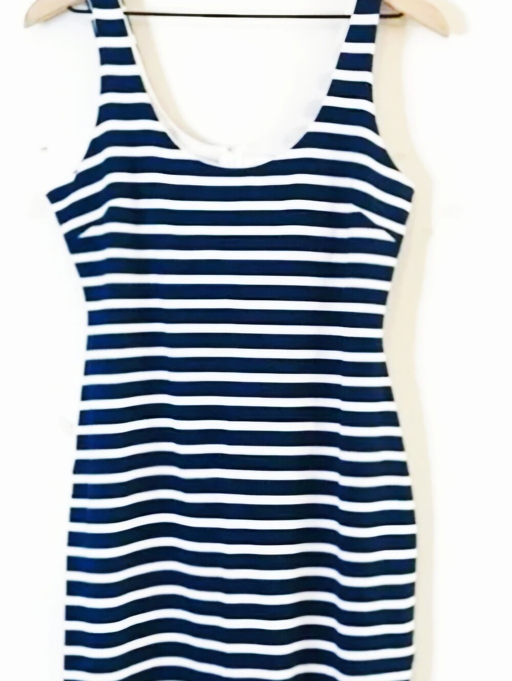 L'AGENCE Blue and White Striped Sleeveless Dress Large